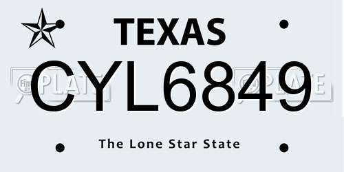CYL6849 Texas License Plate