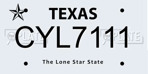 CYL7111 Texas License Plate