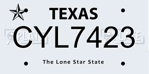CYL7423 Texas License Plate