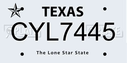 CYL7445 Texas License Plate