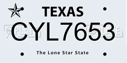 CYL7653 Texas License Plate