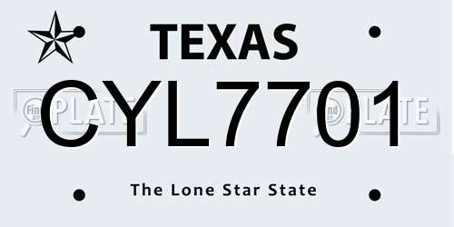 CYL7701 Texas License Plate
