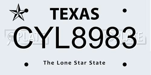 CYL8983 Texas License Plate