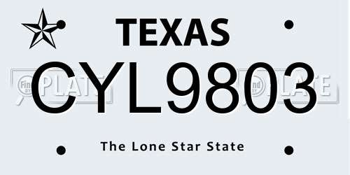 CYL9803 Texas License Plate