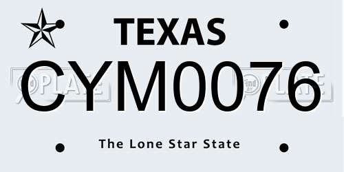 CYM0076 Texas License Plate