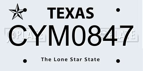 CYM0847 Texas License Plate