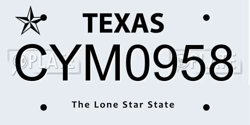 CYM0958 Texas License Plate