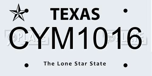 CYM1016 Texas License Plate