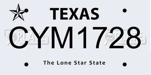CYM1728 Texas License Plate