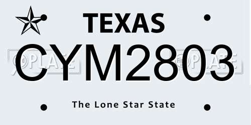 CYM2803 Texas License Plate