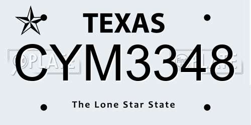 CYM3348 Texas License Plate