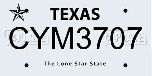 CYM3707 Texas License Plate