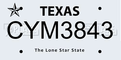 CYM3843 Texas License Plate