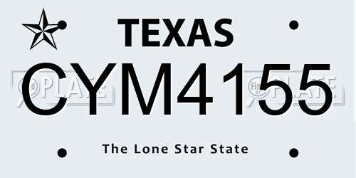 CYM4155 Texas License Plate