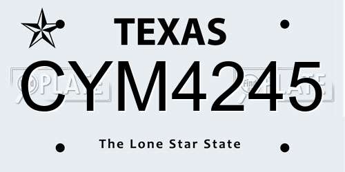 CYM4245 Texas License Plate