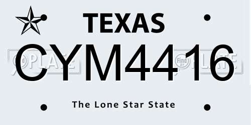 CYM4416 Texas License Plate