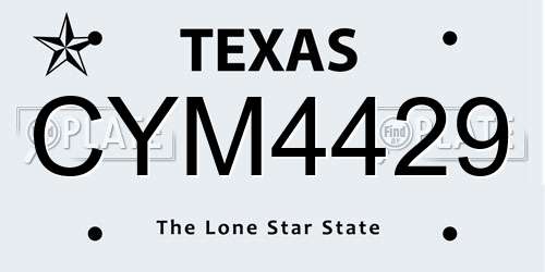 CYM4429 Texas License Plate