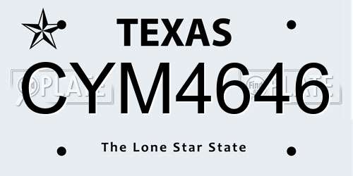 CYM4646 Texas License Plate