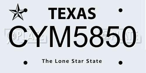 CYM5850 Texas License Plate