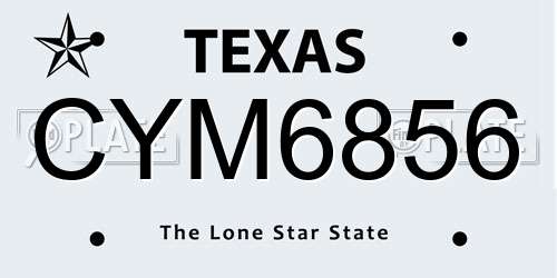 CYM6856 Texas License Plate