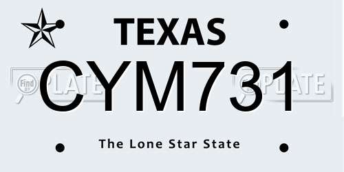 CYM731 Texas License Plate