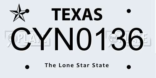 CYN0136 Texas License Plate