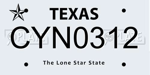 CYN0312 Texas License Plate