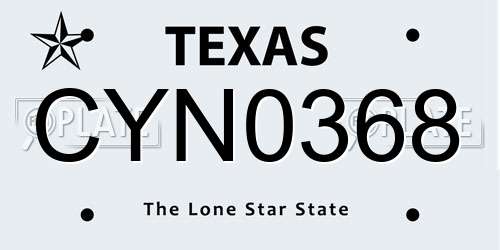CYN0368 Texas License Plate