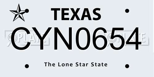 CYN0654 Texas License Plate