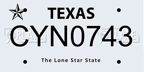 CYN0743 Texas License Plate