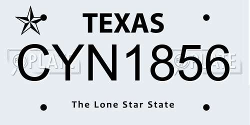 CYN1856 Texas License Plate