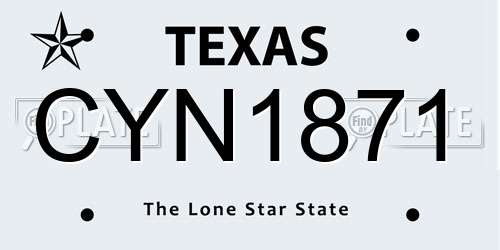 CYN1871 Texas License Plate