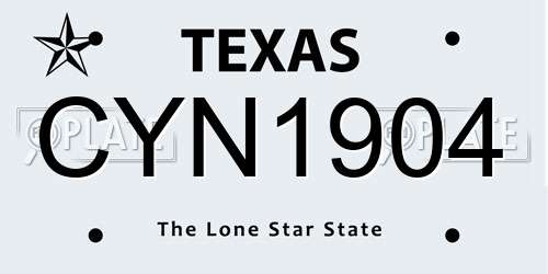 CYN1904 Texas License Plate