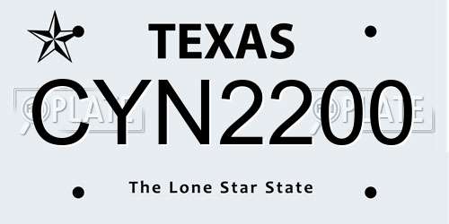 CYN2200 Texas License Plate