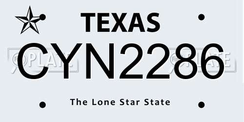 CYN2286 Texas License Plate
