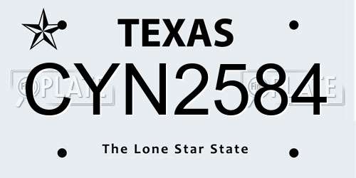 CYN2584 Texas License Plate