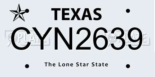 CYN2639 Texas License Plate