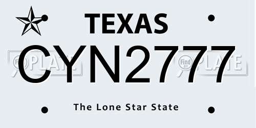 CYN2777 Texas License Plate
