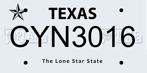CYN3016 Texas License Plate