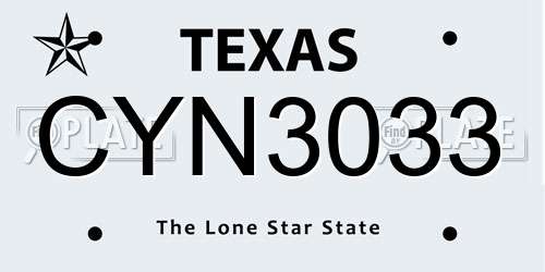 CYN3033 Texas License Plate
