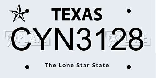 CYN3128 Texas License Plate