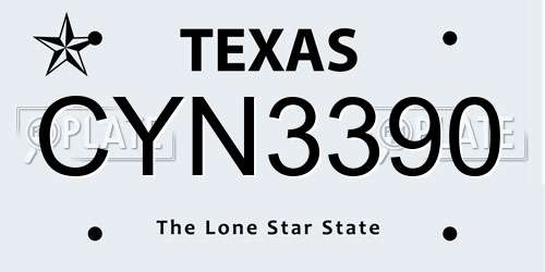 CYN3390 Texas License Plate