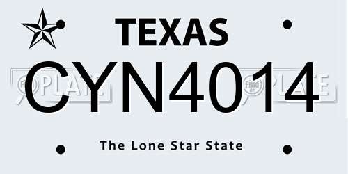 CYN4014 Texas License Plate