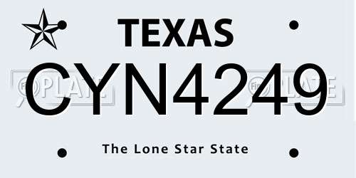 CYN4249 Texas License Plate