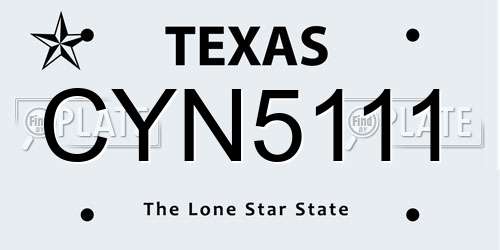 CYN5111 Texas License Plate