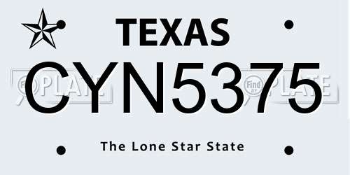 CYN5375 Texas License Plate