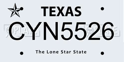 CYN5526 Texas License Plate