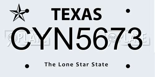 CYN5673 Texas License Plate