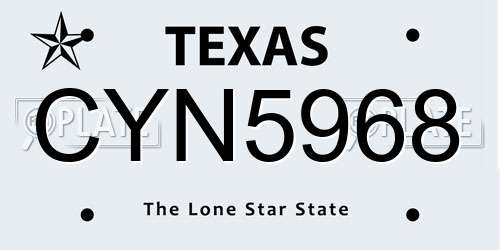 CYN5968 Texas License Plate