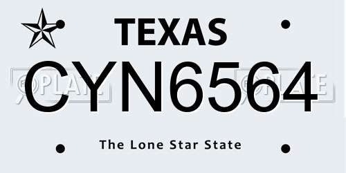 CYN6564 Texas License Plate